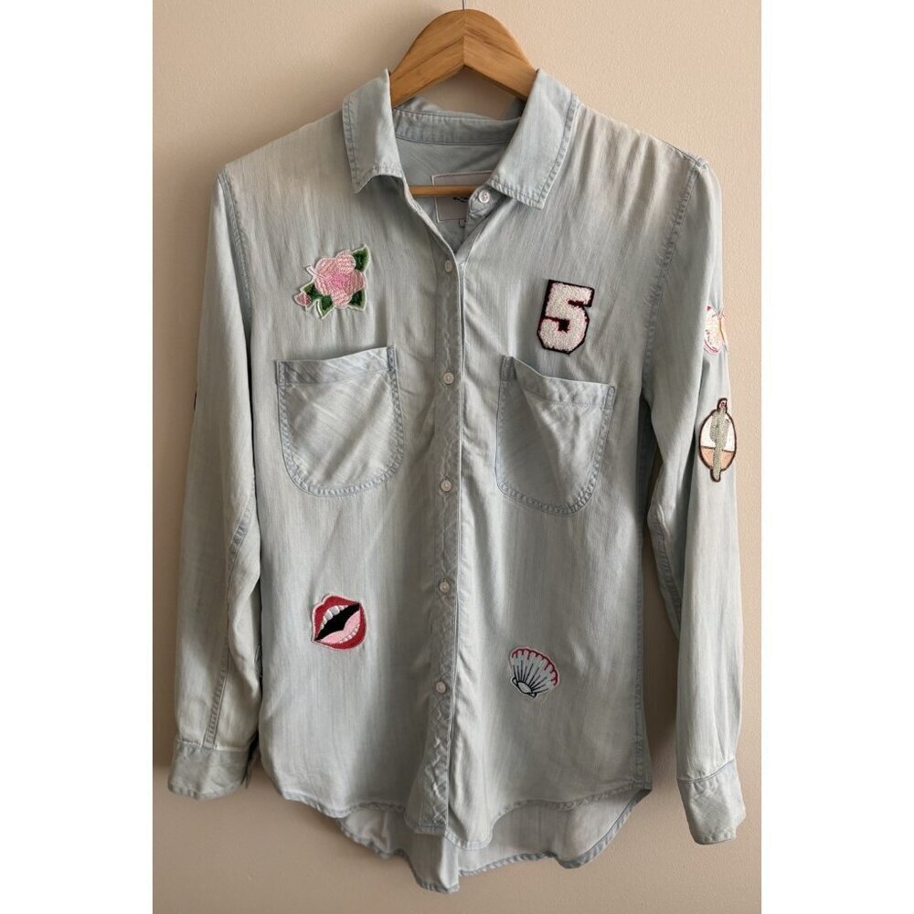 Rails Chandler Floral-Embroidered Chambray Button Down Shirt Size Small - Picture 2 of 16